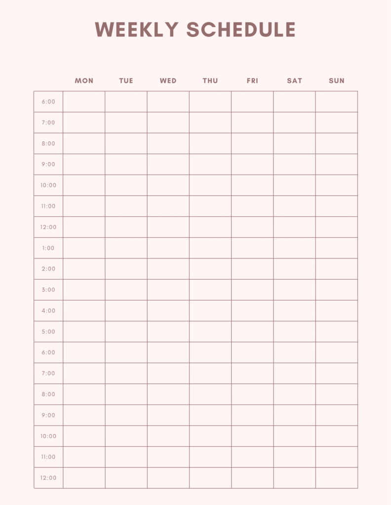 A stay at home mom hourly schedule