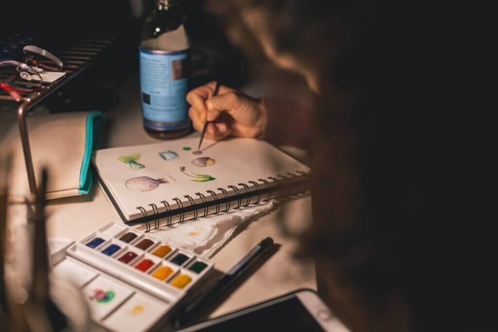 Making time for painting or drawing is a self care idea for stay-at-home moms. Making time for painting or drawing is a self care idea for stay-at-home moms.