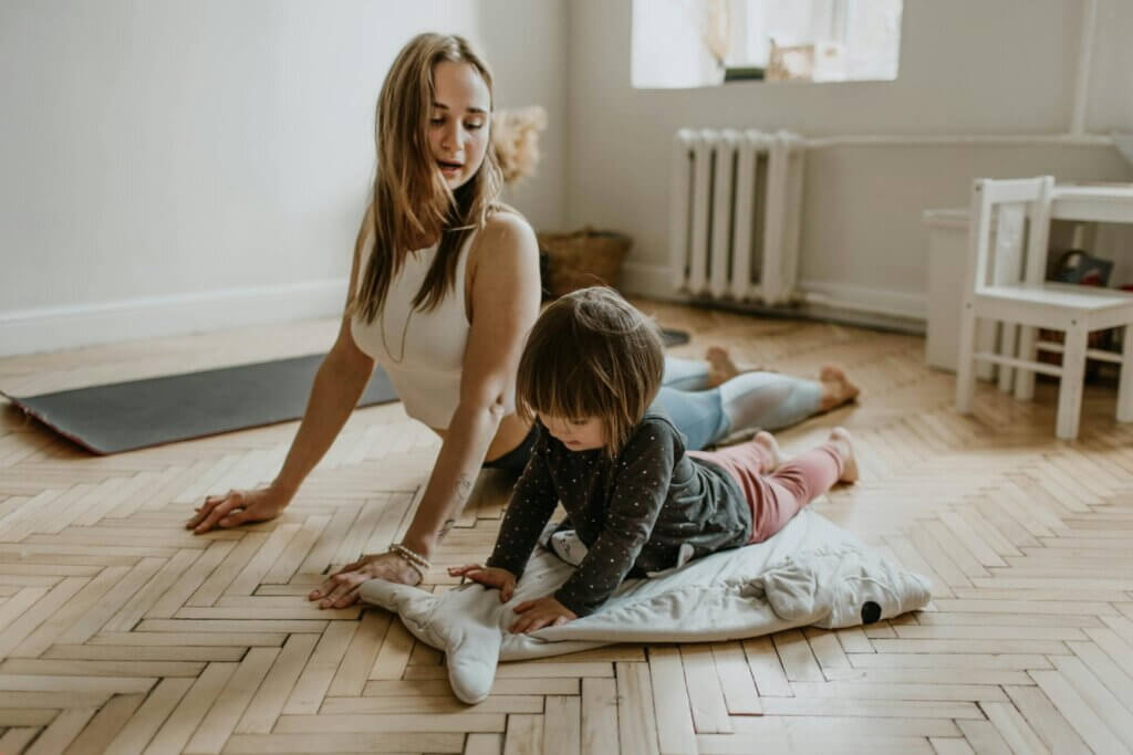 Exercising, even if it is with your children in tow, is an excellent self care idea for stay-at-home moms. Exercising, even if it is with your children in tow, is an excellent self care idea for stay-at-home moms.